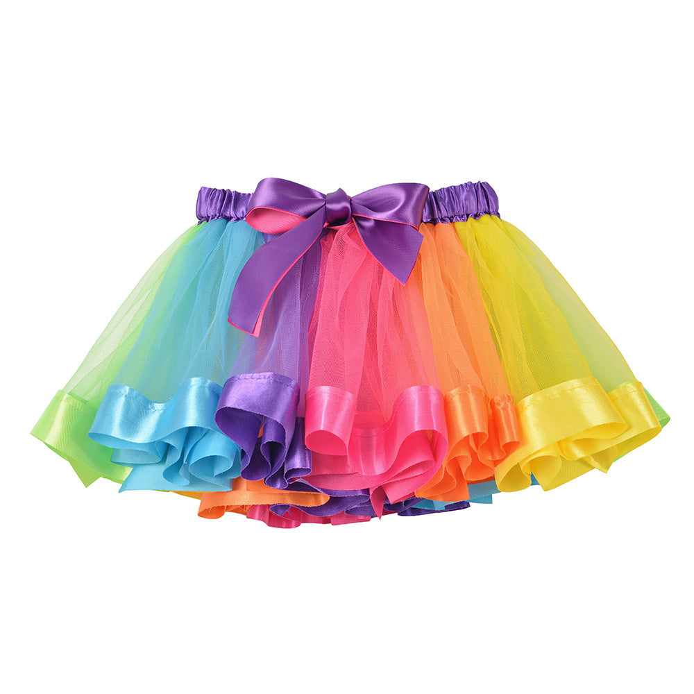 Girls Rainbow Mesh Dance Skirt in Multiple Colors