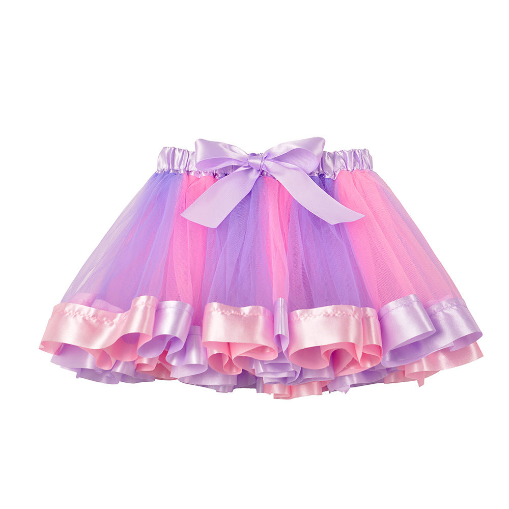 Girls Rainbow Mesh Dance Skirt in Multiple Colors