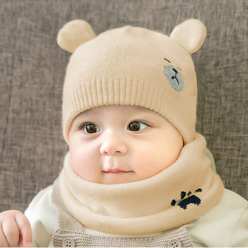 Children's Bear Hat and Scarf Knit Set for All Ages