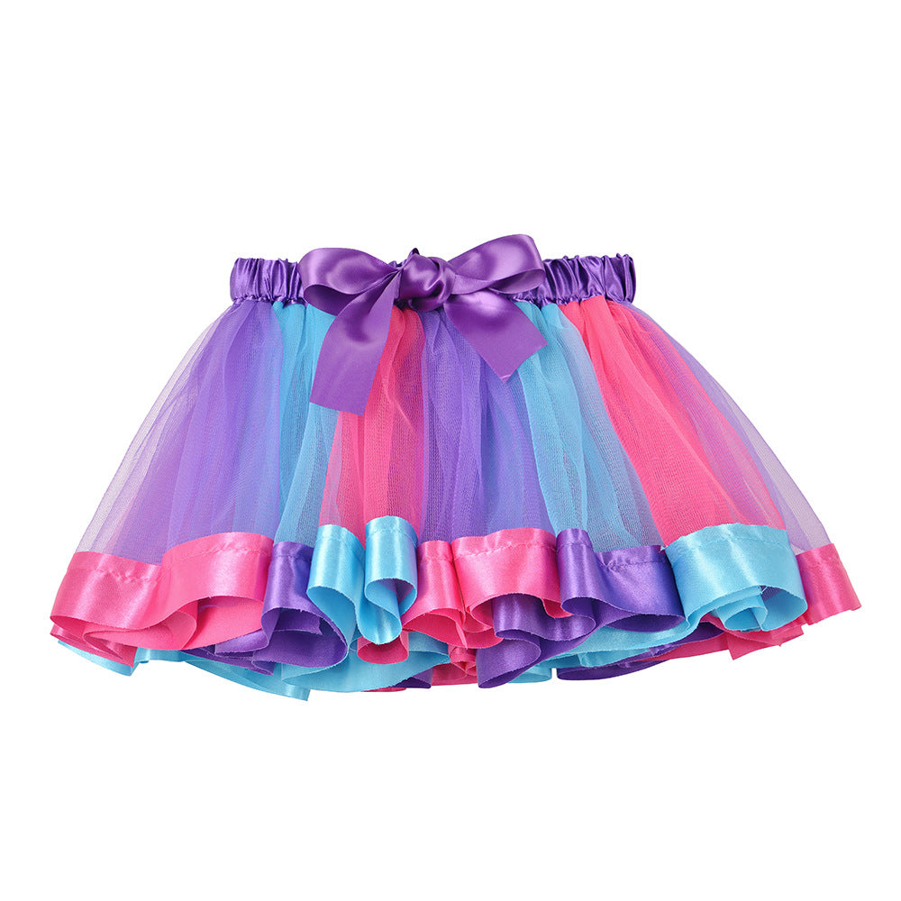 Girls Rainbow Mesh Dance Skirt in Multiple Colors