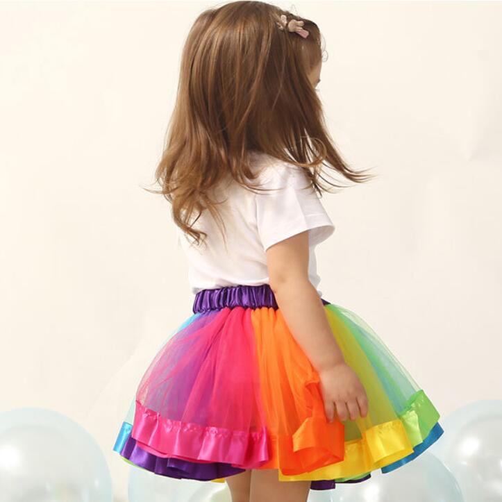 Girls Rainbow Mesh Dance Skirt in Multiple Colors