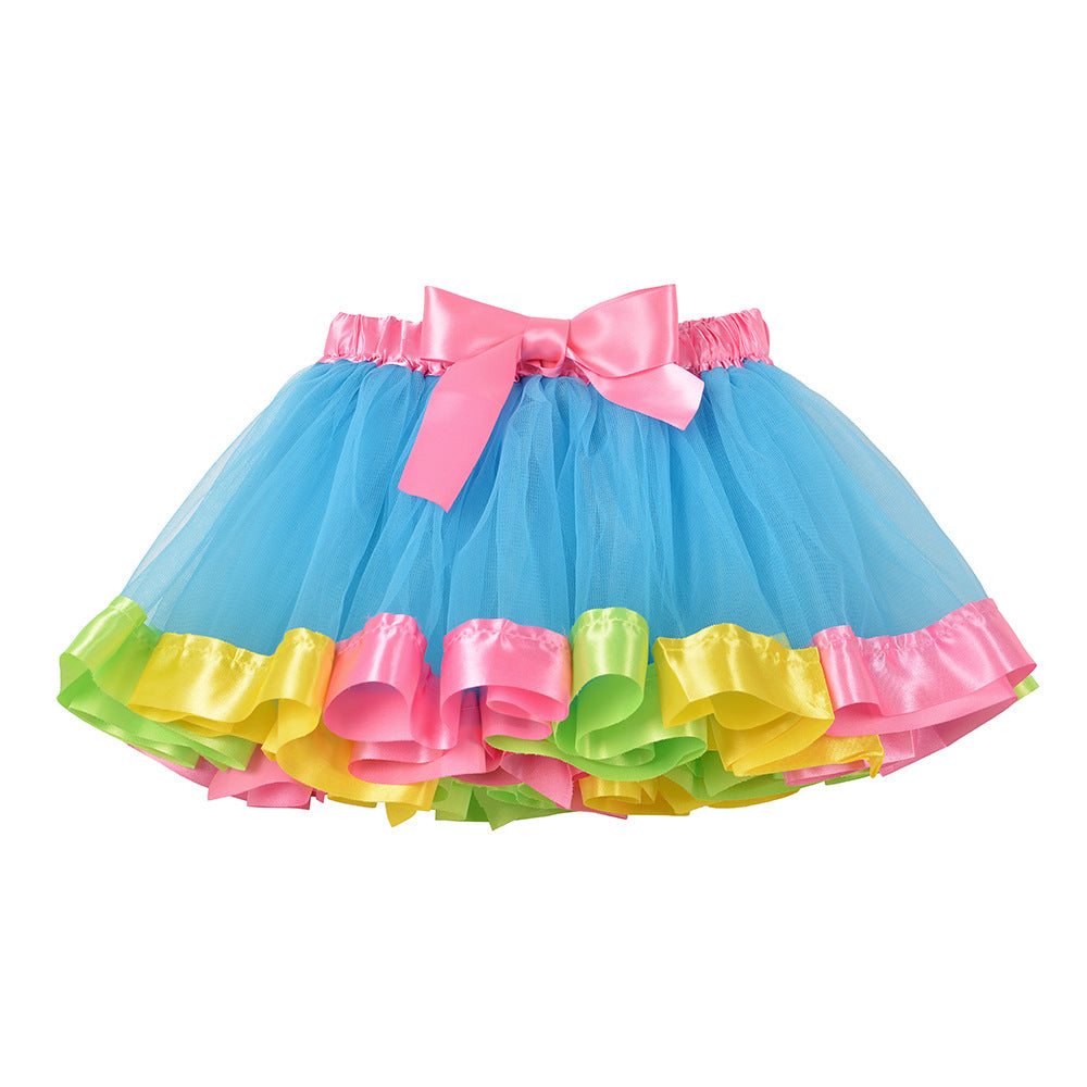 Girls Rainbow Mesh Dance Skirt in Multiple Colors