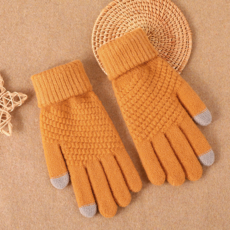 Velvet Touch Screen Knitted Gloves for Women