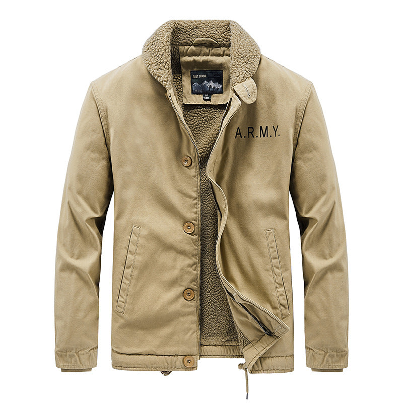 Men's Winter Thick Fur Collar Fleece Pilot Jacket