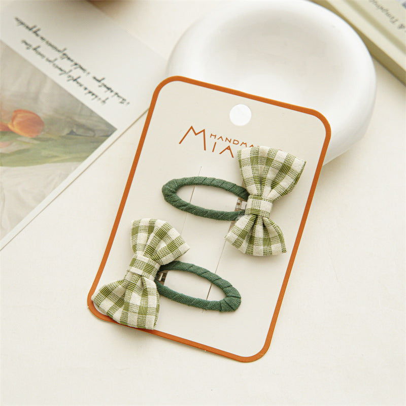 Summer Bowknot Plaid Hairpin Accessories for Girls