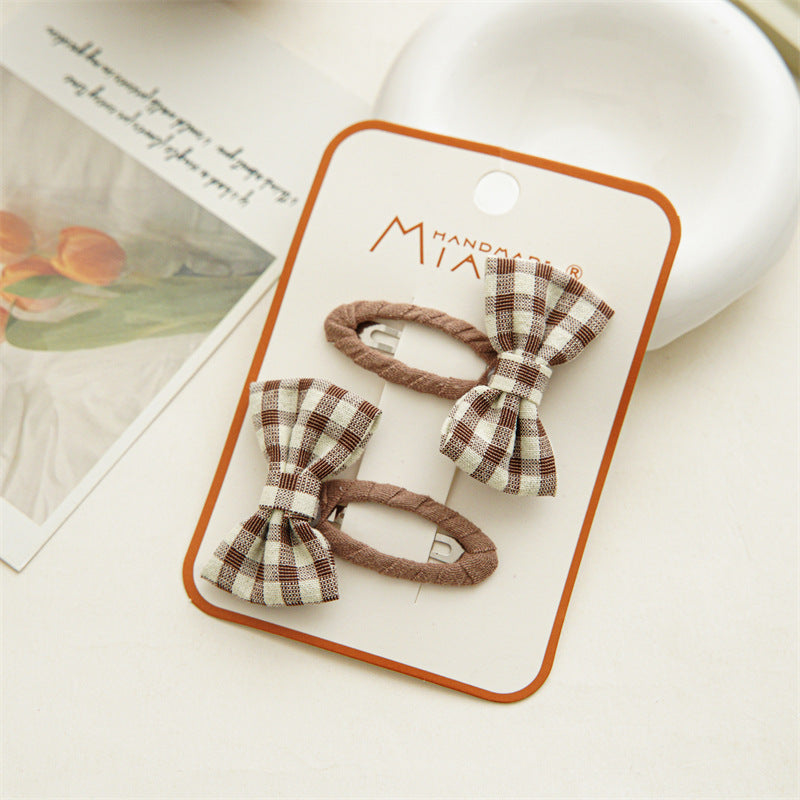 Summer Bowknot Plaid Hairpin Accessories for Girls