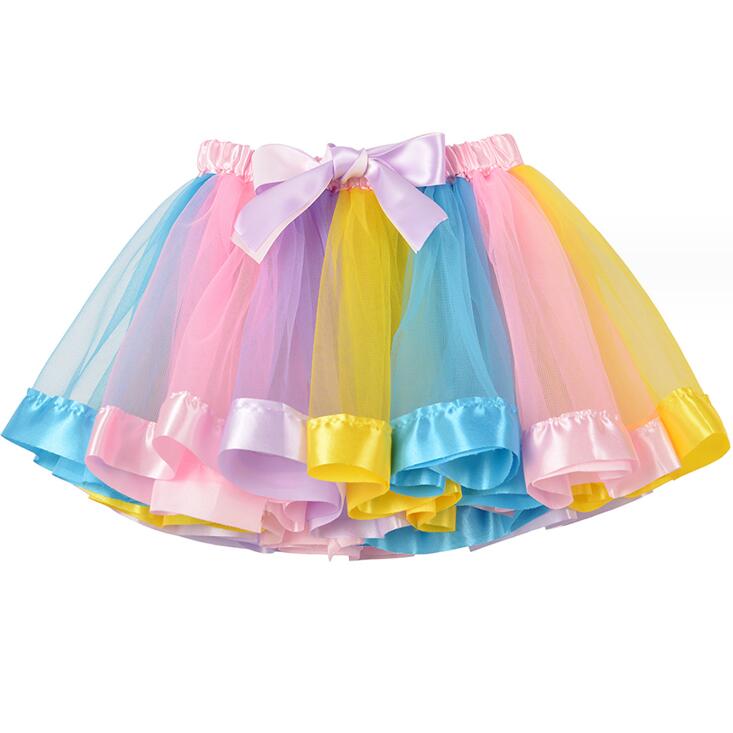 Girls Rainbow Mesh Dance Skirt in Multiple Colors