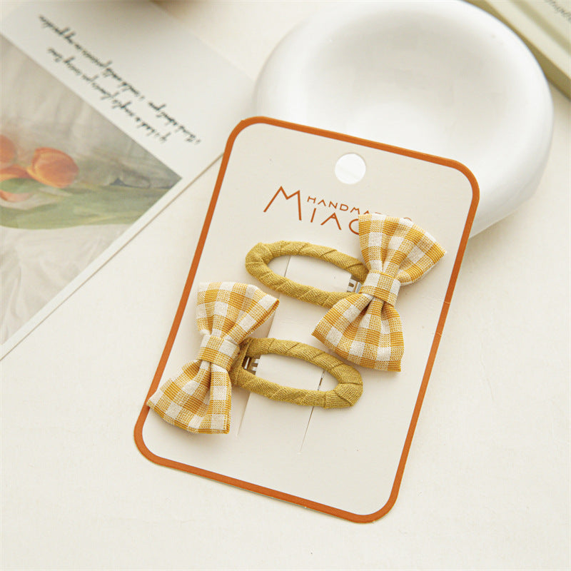 Summer Bowknot Plaid Hairpin Accessories for Girls