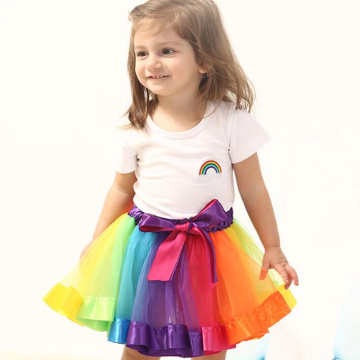 Girls Rainbow Mesh Dance Skirt in Multiple Colors