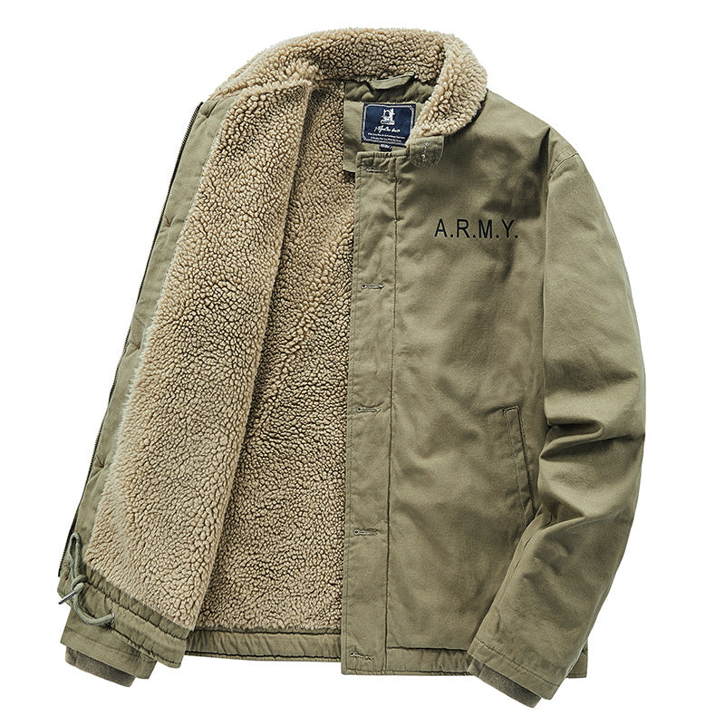 Men's Winter Thick Fur Collar Fleece Pilot Jacket