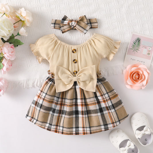 Amazon Bestselling Baby Girl Plaid Dress for Cross-Border