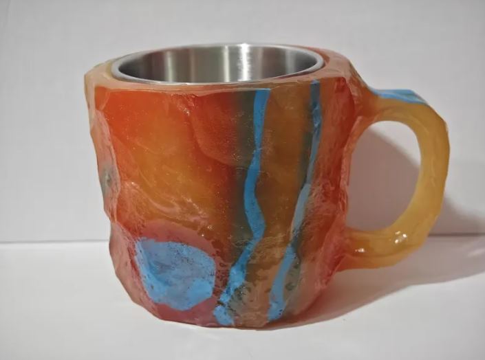 Tazas de café de resina con minerales y cristales de 400 ml con asas Elegante taza de imitación de mineral y cristal para decoración de oficina y hogar, regalo de Navidad, utensilios de cocina