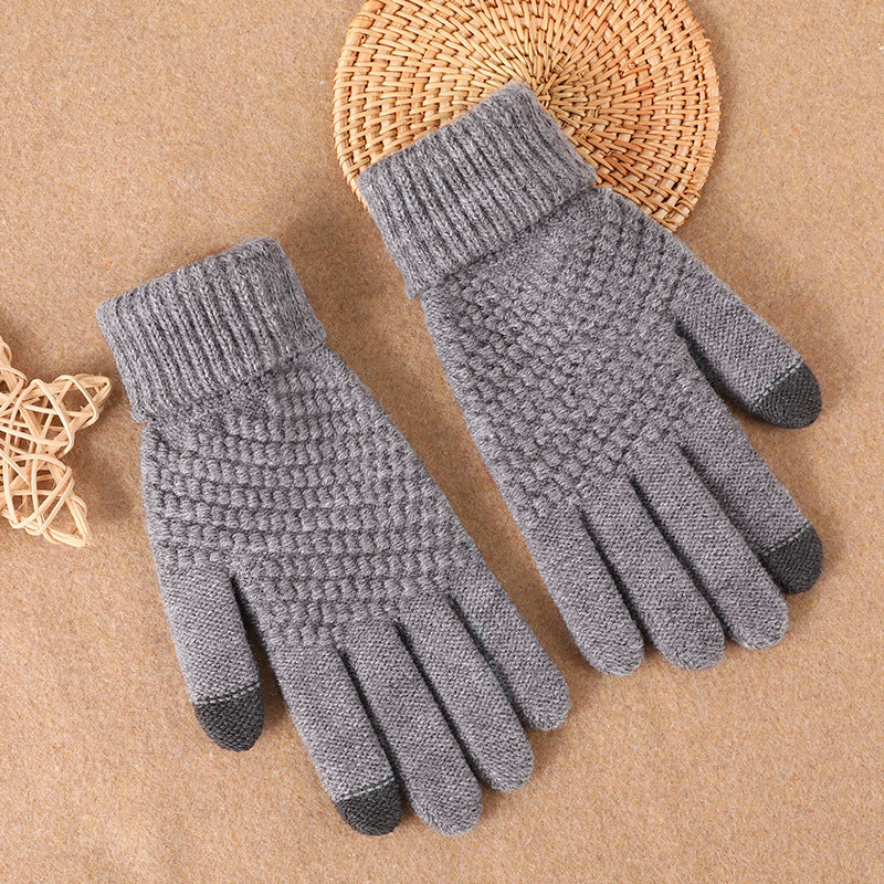 Velvet Touch Screen Knitted Gloves for Women