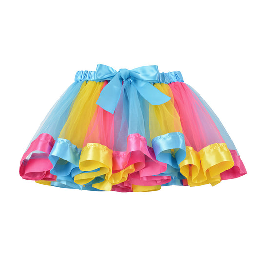 Girls Rainbow Mesh Dance Skirt in Multiple Colors