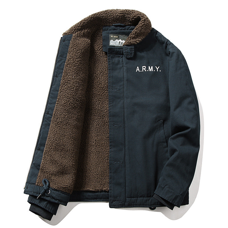 Men's Winter Thick Fur Collar Fleece Pilot Jacket