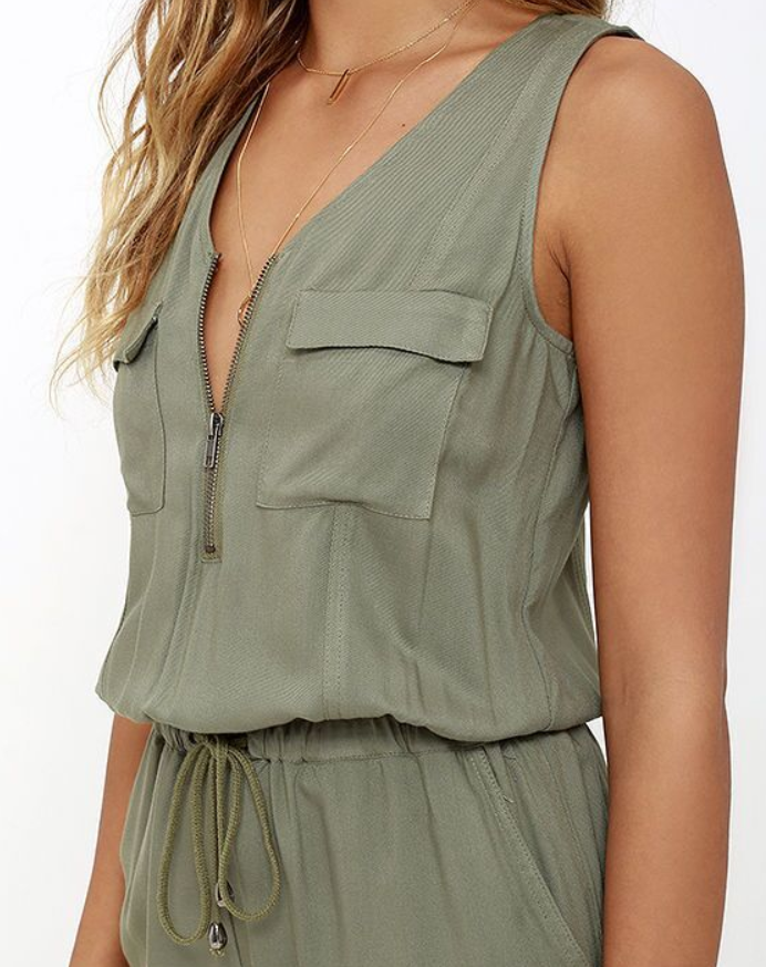 Army Green Jumpsuit and Romper Combination