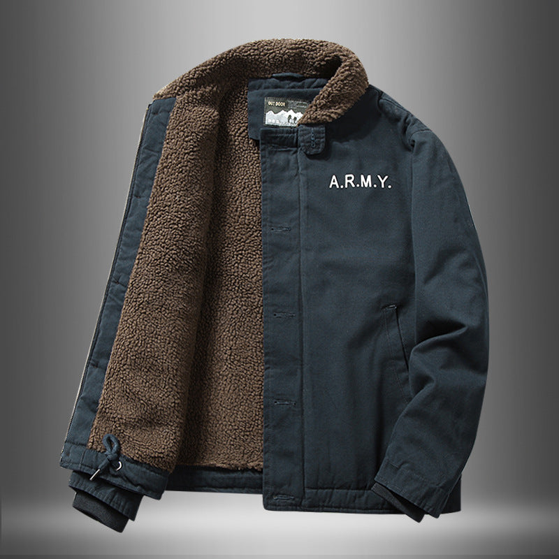 Men's Winter Thick Fur Collar Fleece Pilot Jacket