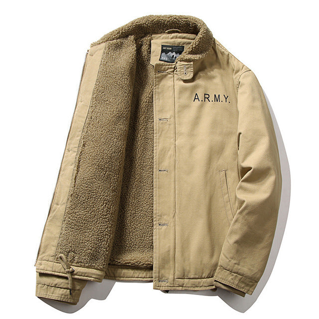 Men's Winter Thick Fur Collar Fleece Pilot Jacket