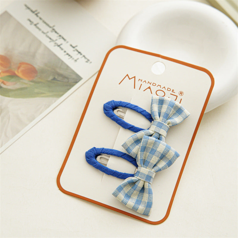 Summer Bowknot Plaid Hairpin Accessories for Girls