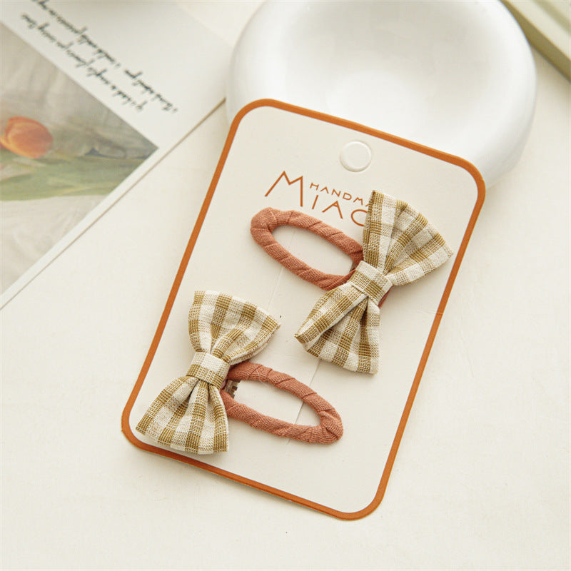 Summer Bowknot Plaid Hairpin Accessories for Girls