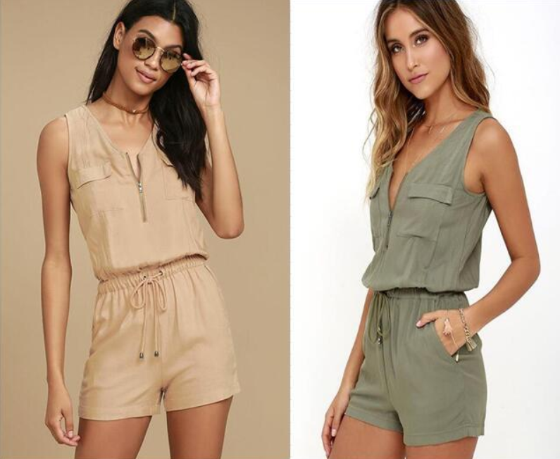 Army Green Jumpsuit and Romper Combination