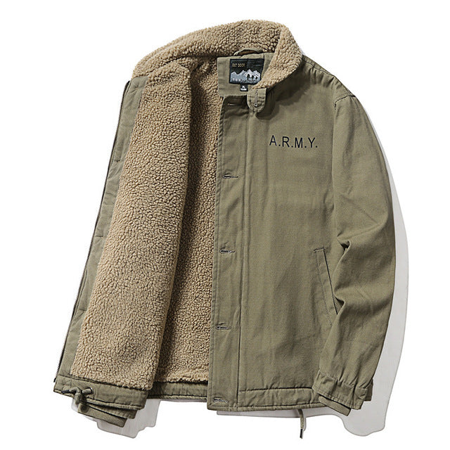 Men's Winter Thick Fur Collar Fleece Pilot Jacket
