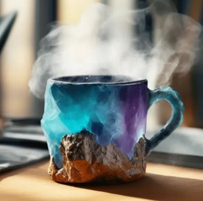 Tazas de café de resina con minerales y cristales de 400 ml con asas Elegante taza de imitación de mineral y cristal para decoración de oficina y hogar, regalo de Navidad, utensilios de cocina