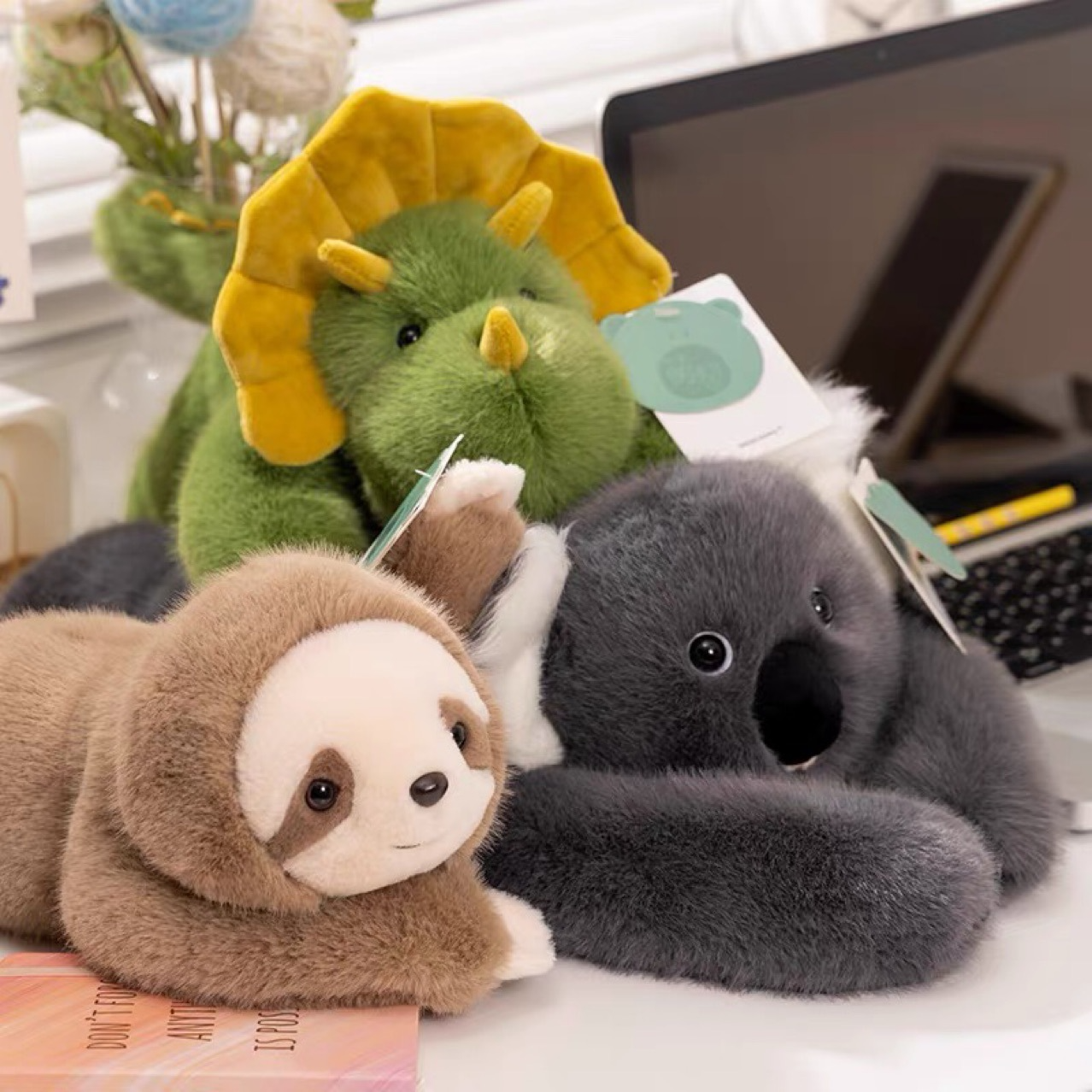 Panda, Koala, Perezoso, Dinosaurio, Oso y Pequeño Panda Peluche – Juguete de Peluche Suave para Niños