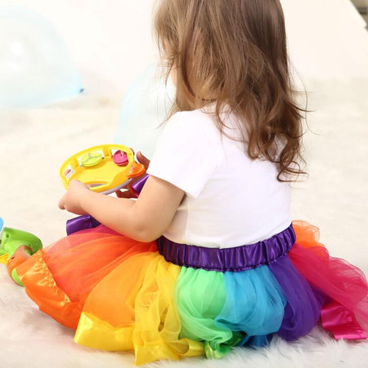 Girls Rainbow Mesh Dance Skirt in Multiple Colors