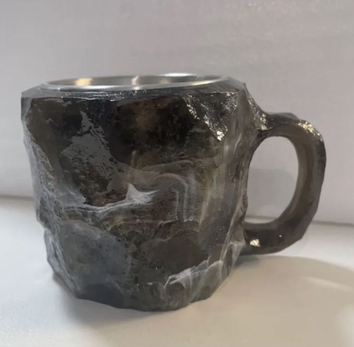 Tazas de café de resina con minerales y cristales de 400 ml con asas Elegante taza de imitación de mineral y cristal para decoración de oficina y hogar, regalo de Navidad, utensilios de cocina