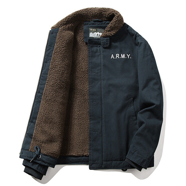 Men's Winter Thick Fur Collar Fleece Pilot Jacket