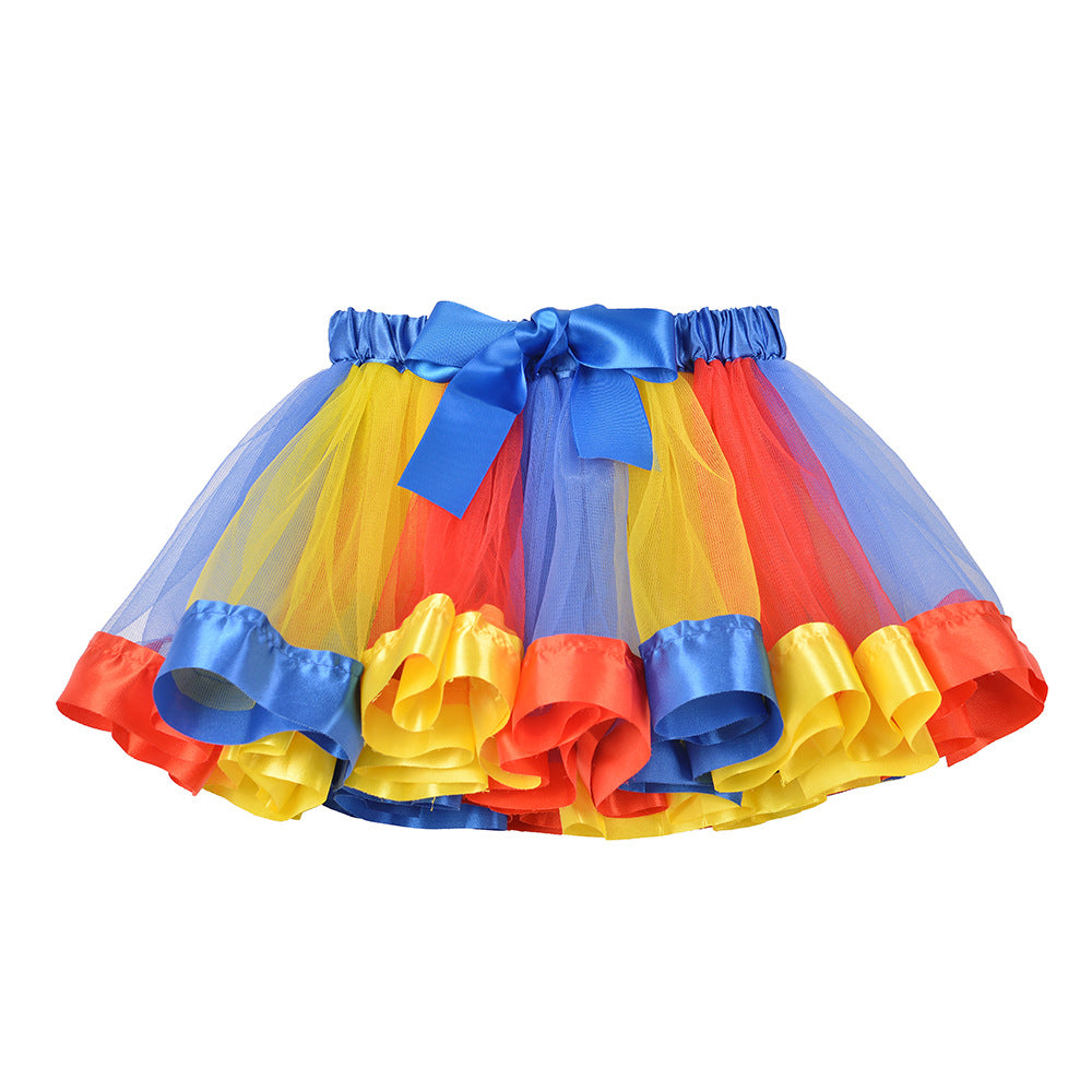 Girls Rainbow Mesh Dance Skirt in Multiple Colors