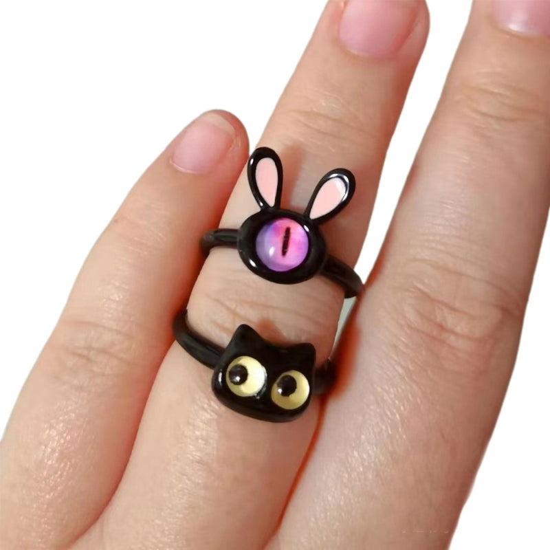 Funny Black Cat Ring for Women