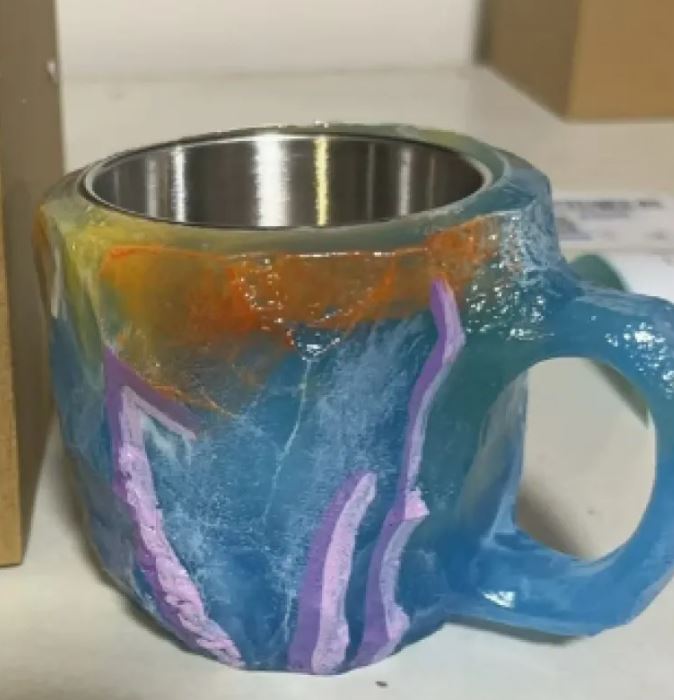 Tazas de café de resina con minerales y cristales de 400 ml con asas Elegante taza de imitación de mineral y cristal para decoración de oficina y hogar, regalo de Navidad, utensilios de cocina