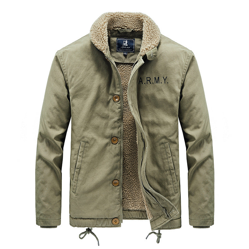 Men's Winter Thick Fur Collar Fleece Pilot Jacket