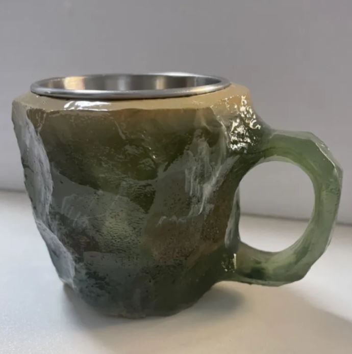 Tazas de café de resina con minerales y cristales de 400 ml con asas Elegante taza de imitación de mineral y cristal para decoración de oficina y hogar, regalo de Navidad, utensilios de cocina
